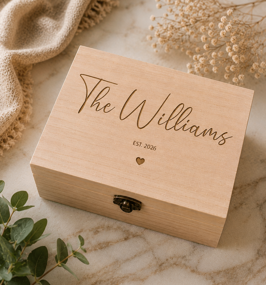 Personalised Family Memory Box | Engraved Family Name Box