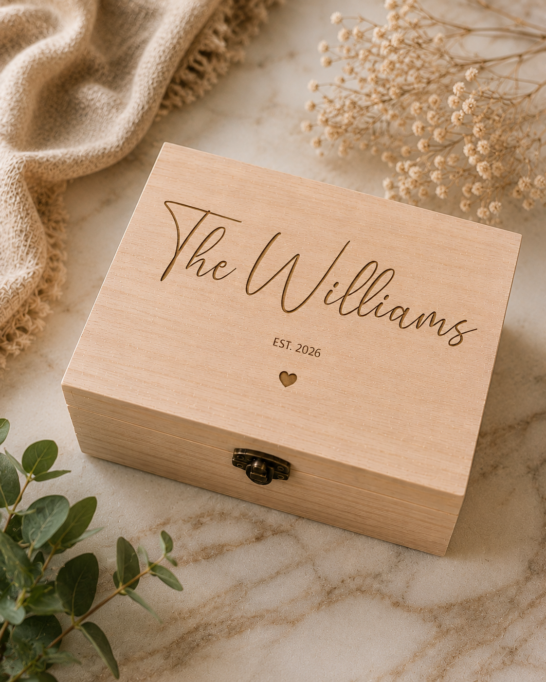 Personalised Family Memory Box | Engraved Family Name Box